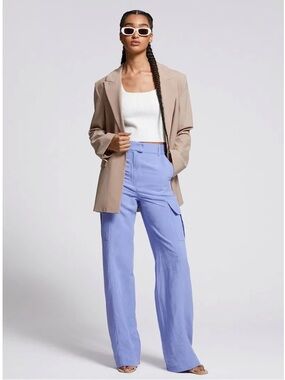 & Other Stories Wide-Leg Cargo Pants NWT Size 0 In Blue (Periwinkle/Purple)